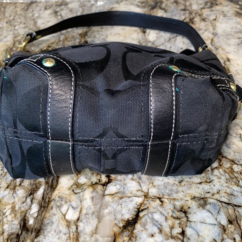 Coach Black Mini Zoe Signature Baguette Gem